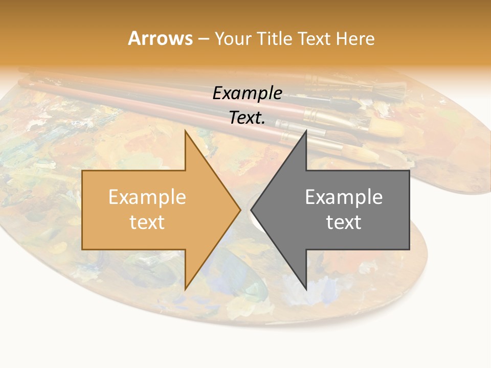 Three Paintbrushes And A Palette On A White Background PowerPoint Template
