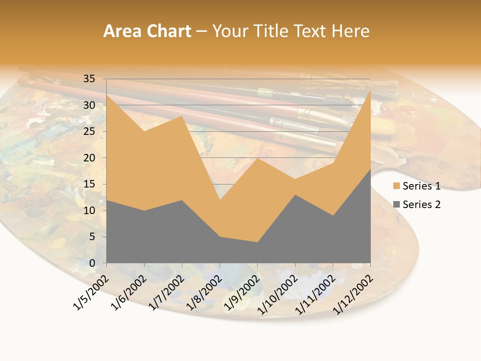 Three Paintbrushes And A Palette On A White Background PowerPoint Template