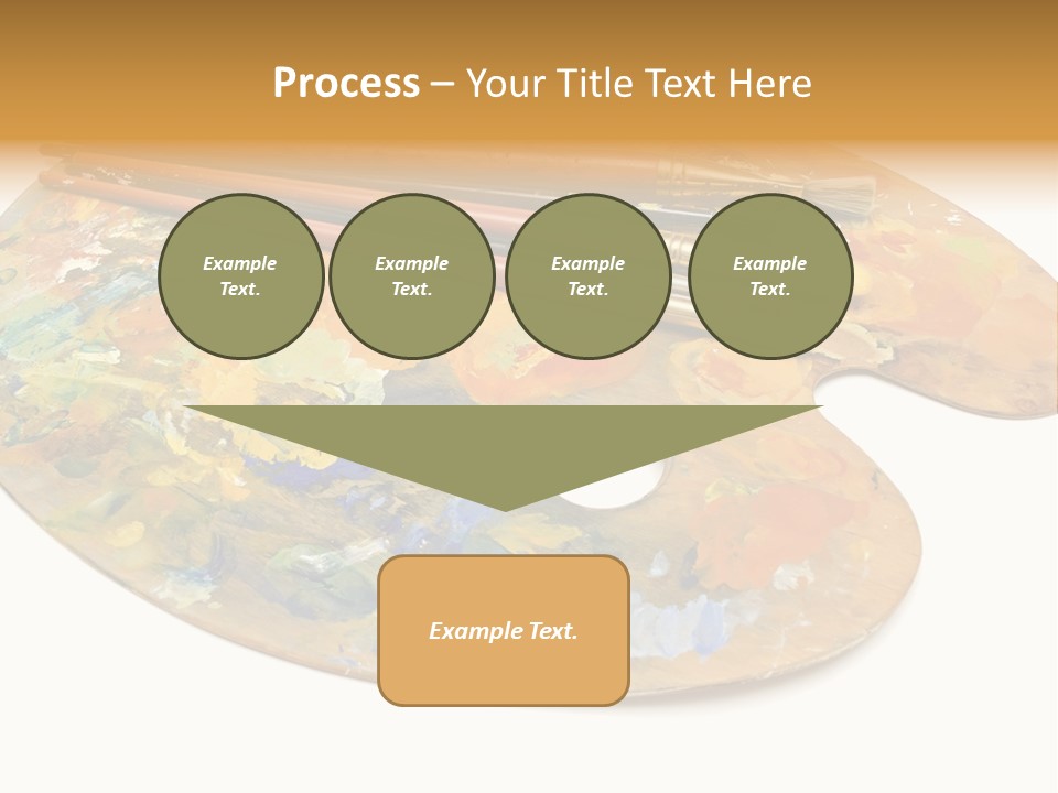 Three Paintbrushes And A Palette On A White Background PowerPoint Template