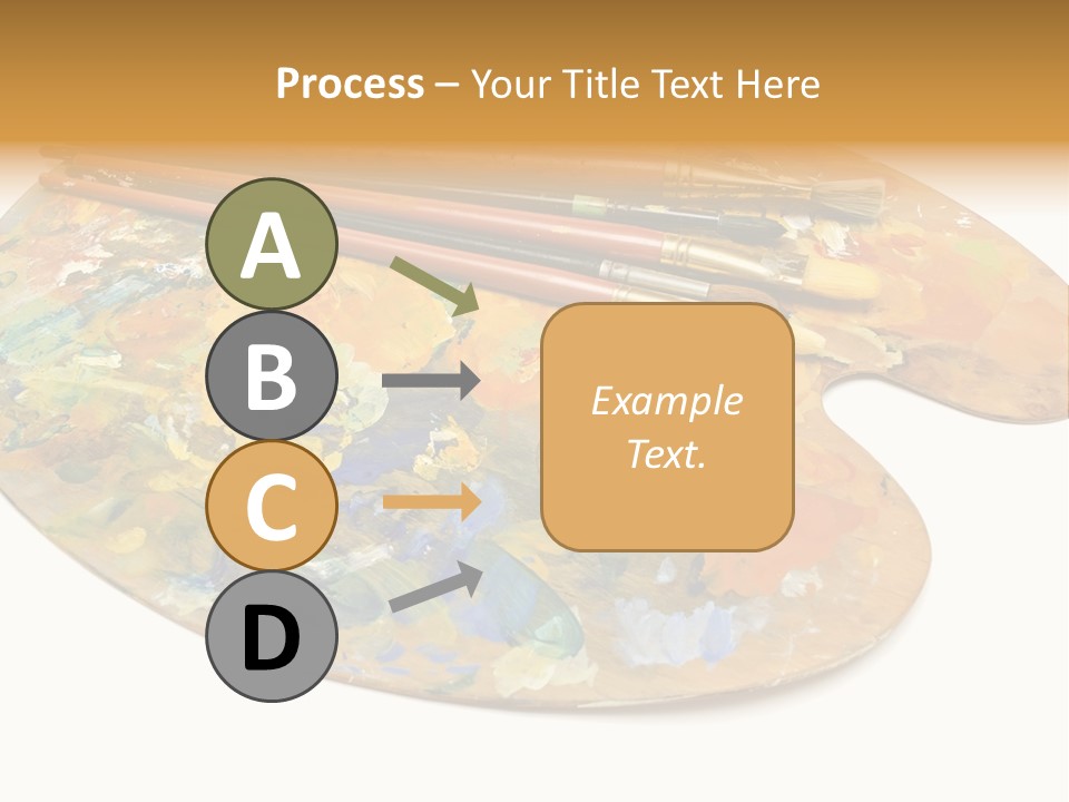 Three Paintbrushes And A Palette On A White Background PowerPoint Template
