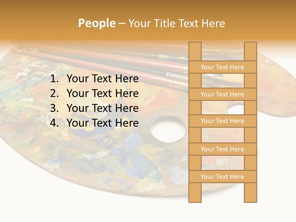 Three Paintbrushes And A Palette On A White Background PowerPoint Template