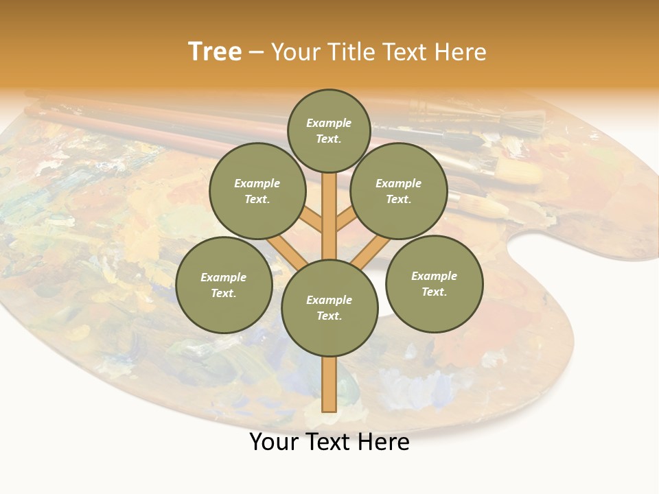 Three Paintbrushes And A Palette On A White Background PowerPoint Template