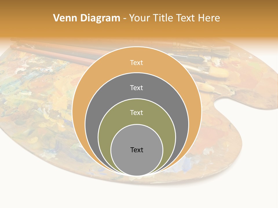 Three Paintbrushes And A Palette On A White Background PowerPoint Template