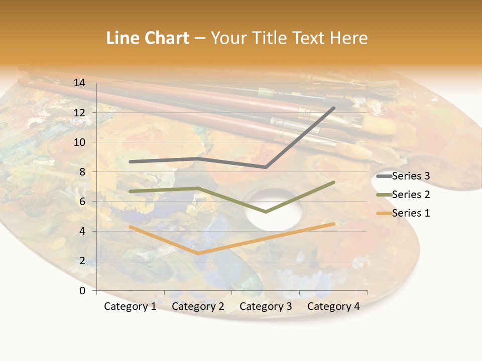 Three Paintbrushes And A Palette On A White Background PowerPoint Template