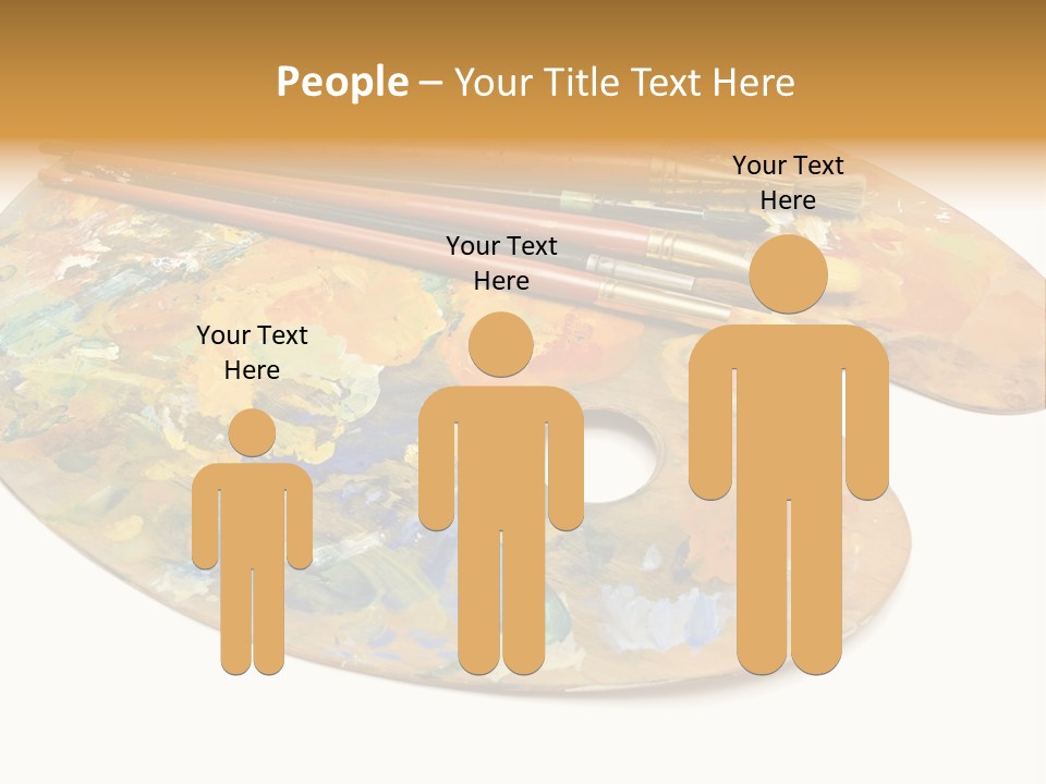 Three Paintbrushes And A Palette On A White Background PowerPoint Template