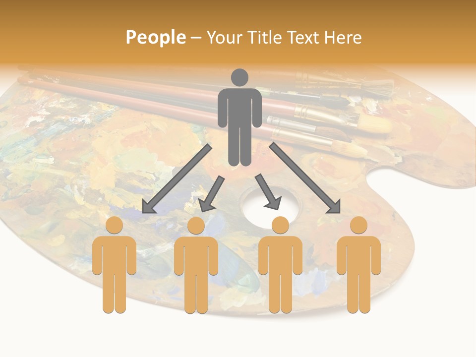 Three Paintbrushes And A Palette On A White Background PowerPoint Template