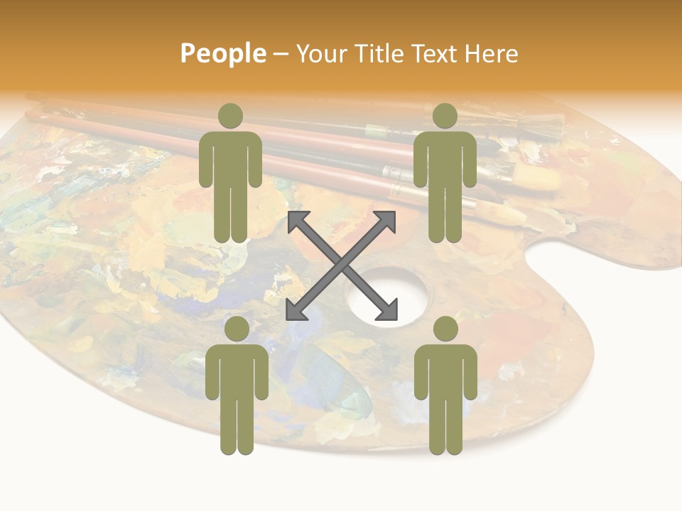 Three Paintbrushes And A Palette On A White Background PowerPoint Template