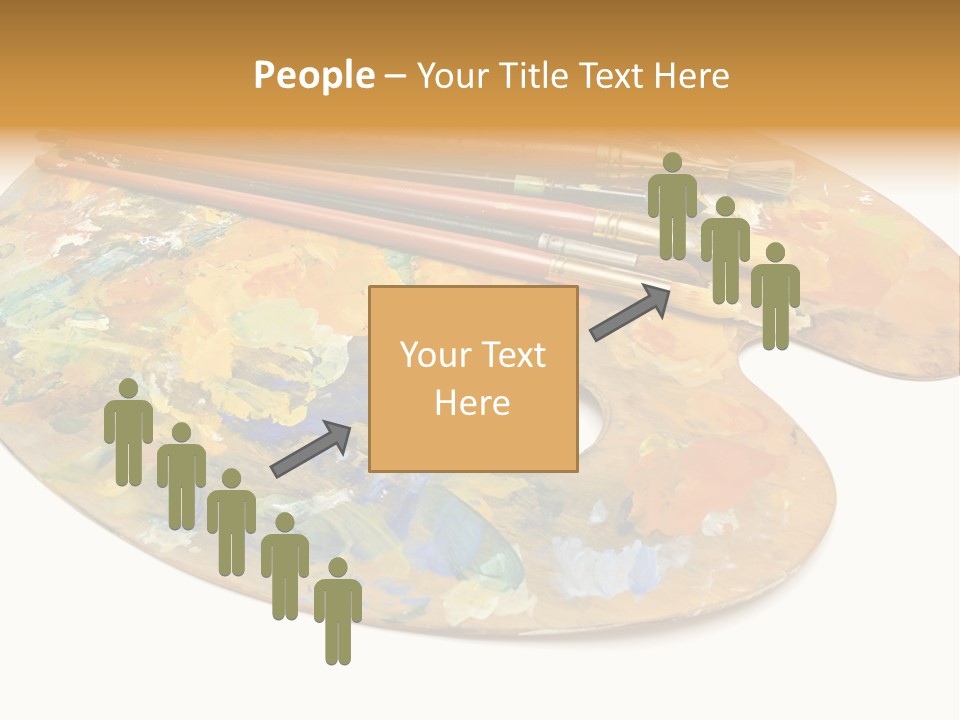 Three Paintbrushes And A Palette On A White Background PowerPoint Template