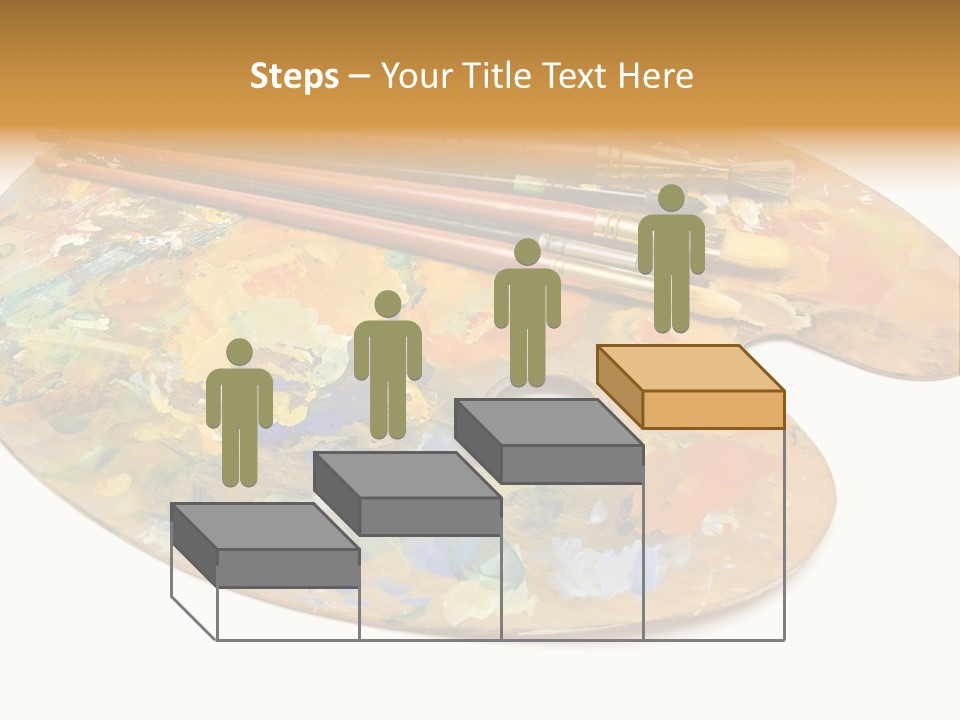 Three Paintbrushes And A Palette On A White Background PowerPoint Template