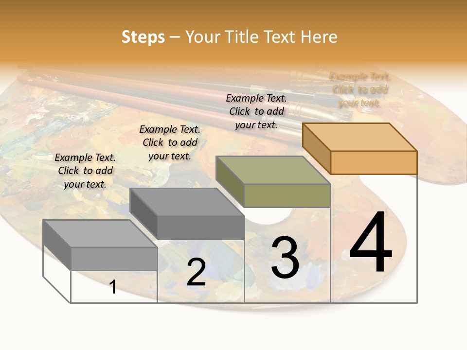 Three Paintbrushes And A Palette On A White Background PowerPoint Template