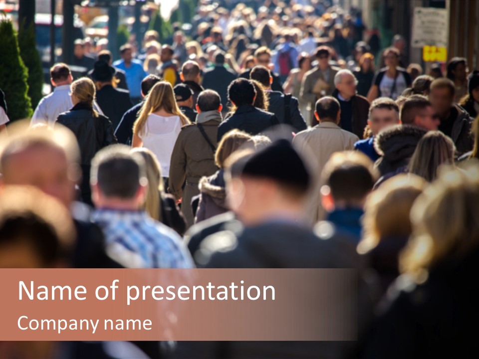 Busy Blurred People Anonymous PowerPoint Template