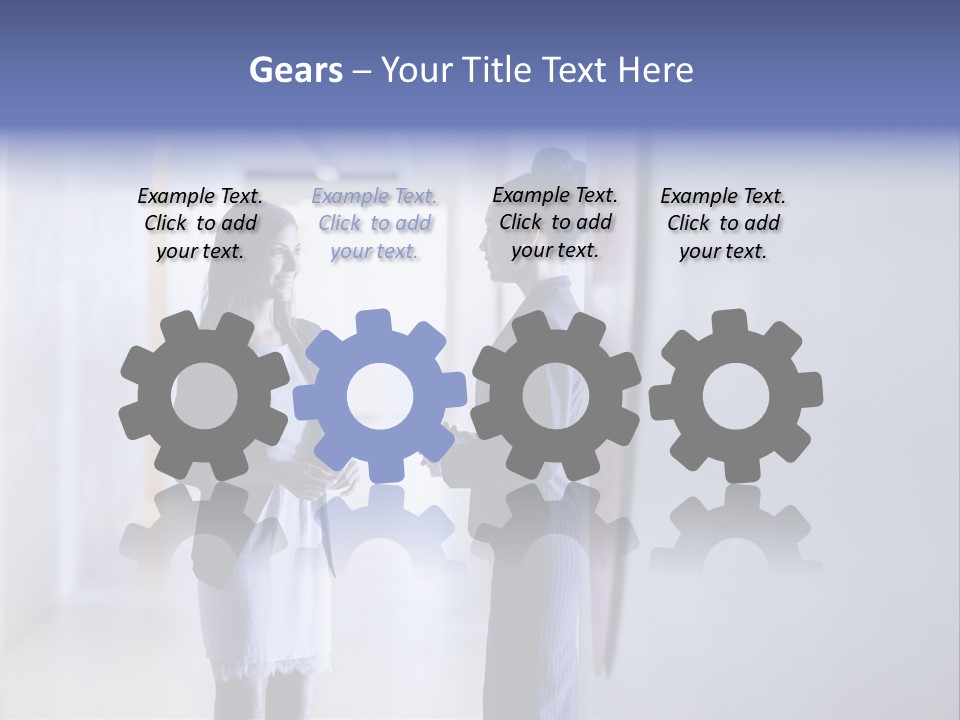 A Couple Of Women Standing Next To Each Other PowerPoint Template