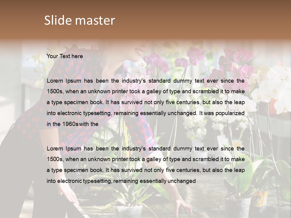 Houseplant Female Orchid PowerPoint Template