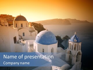 White Oia Dramatic PowerPoint Template