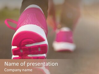 A Close Up Of A Person's Feet In Pink Shoes PowerPoint Template