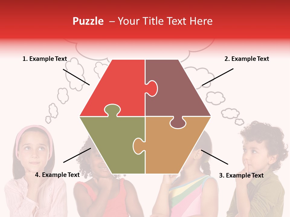 A Group Of Children With Thought Bubbles Above Them PowerPoint Template