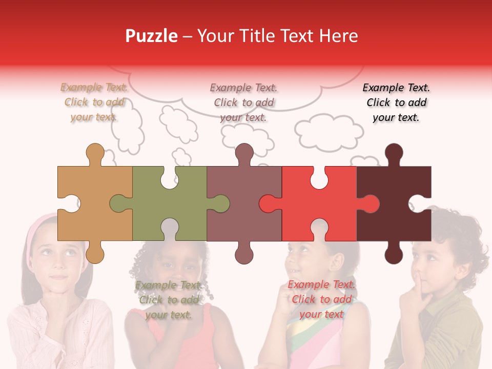 A Group Of Children With Thought Bubbles Above Them PowerPoint Template