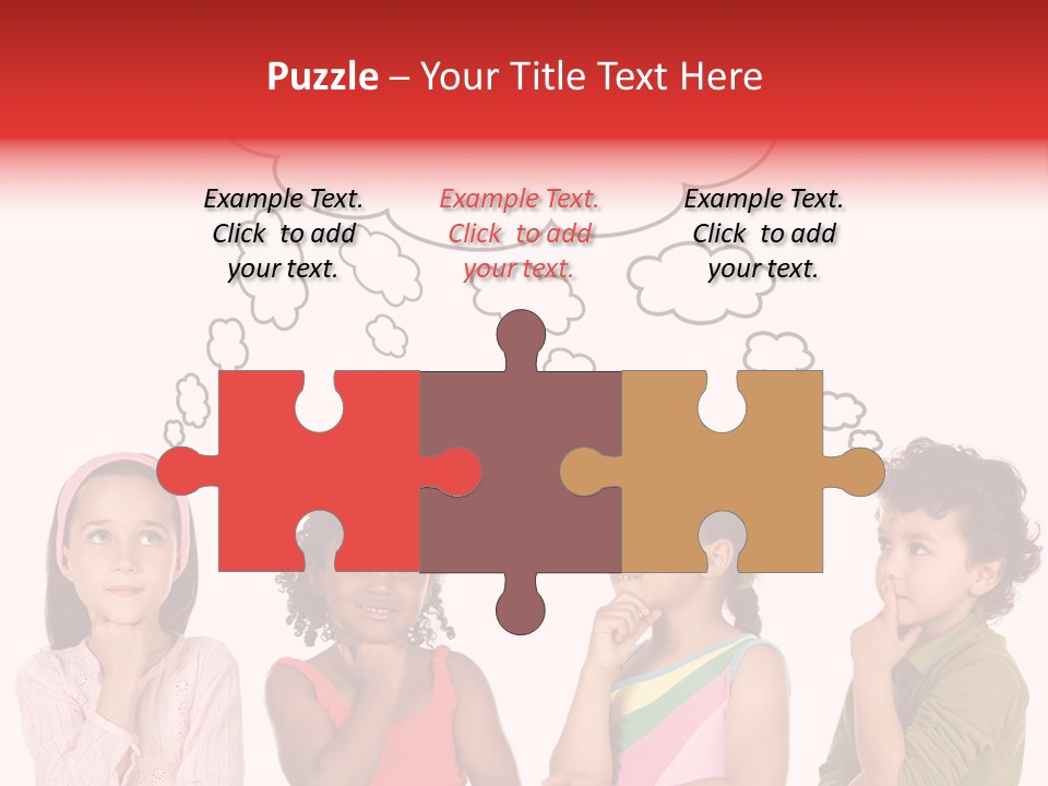 A Group Of Children With Thought Bubbles Above Them PowerPoint Template