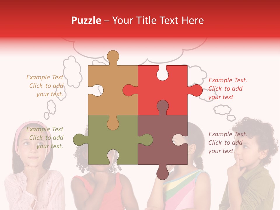 A Group Of Children With Thought Bubbles Above Them PowerPoint Template