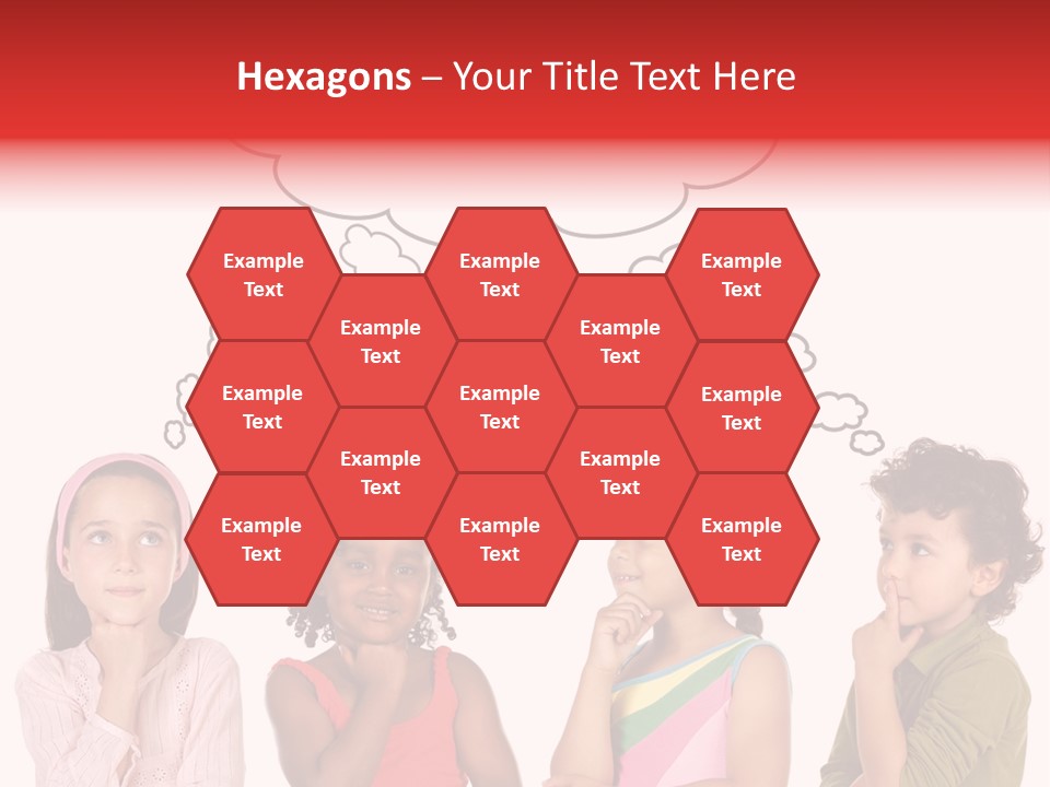 A Group Of Children With Thought Bubbles Above Them PowerPoint Template