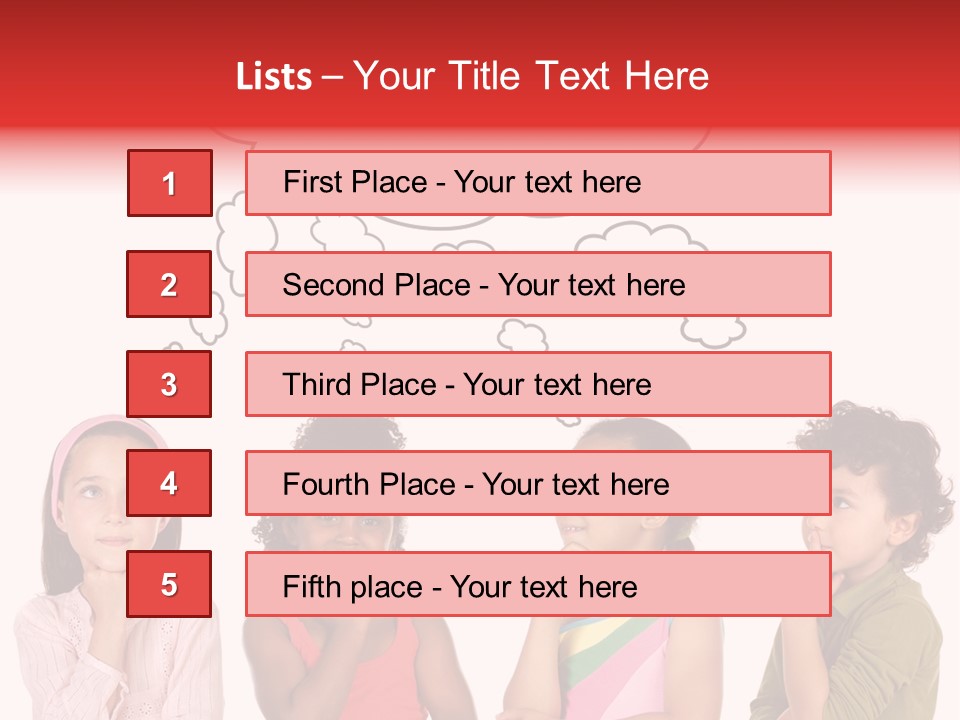 A Group Of Children With Thought Bubbles Above Them PowerPoint Template