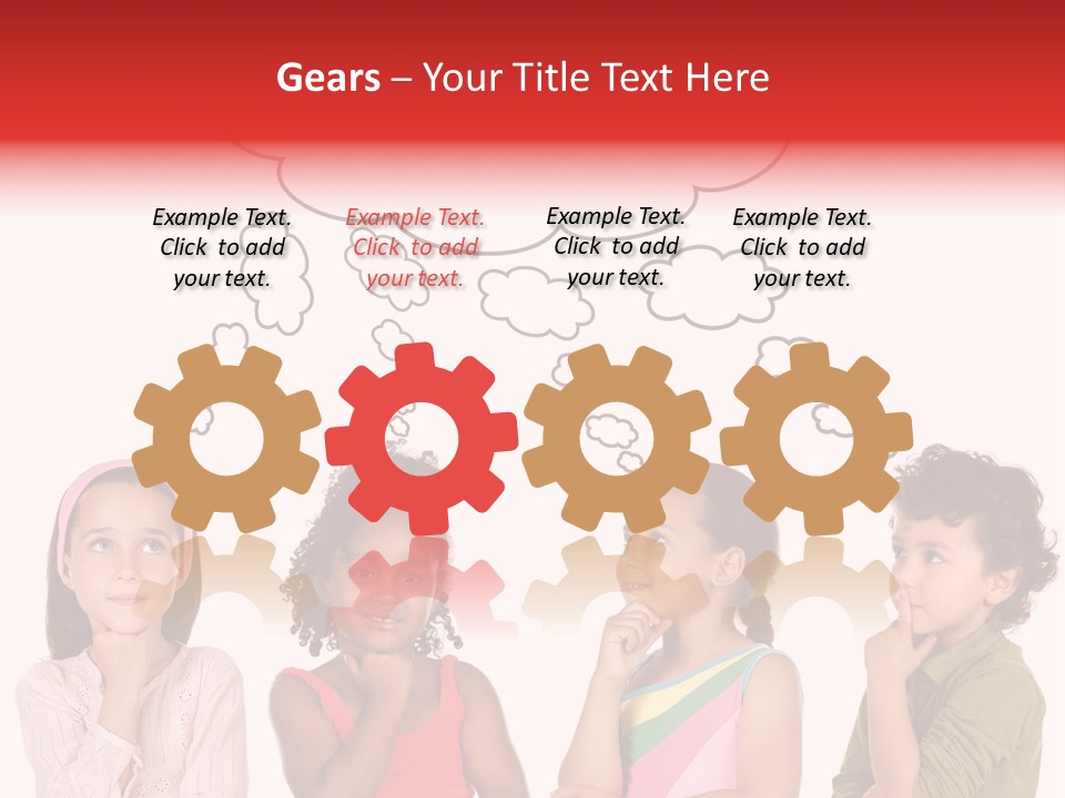 A Group Of Children With Thought Bubbles Above Them PowerPoint Template