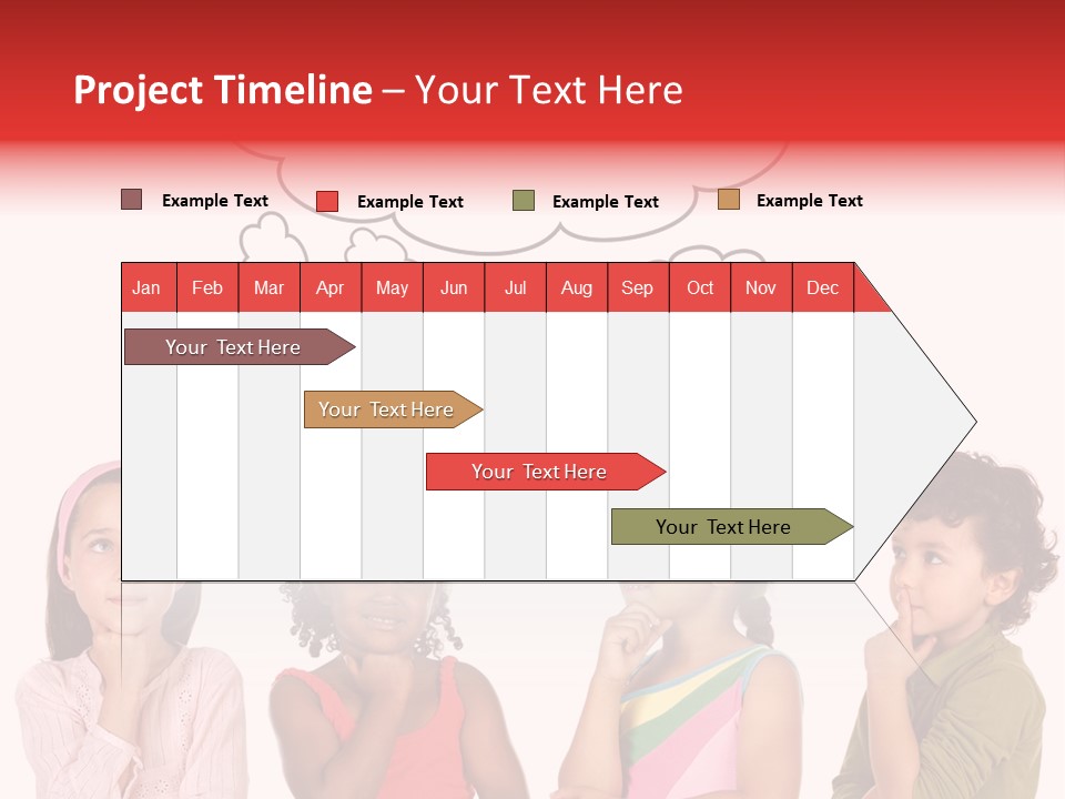 A Group Of Children With Thought Bubbles Above Them PowerPoint Template