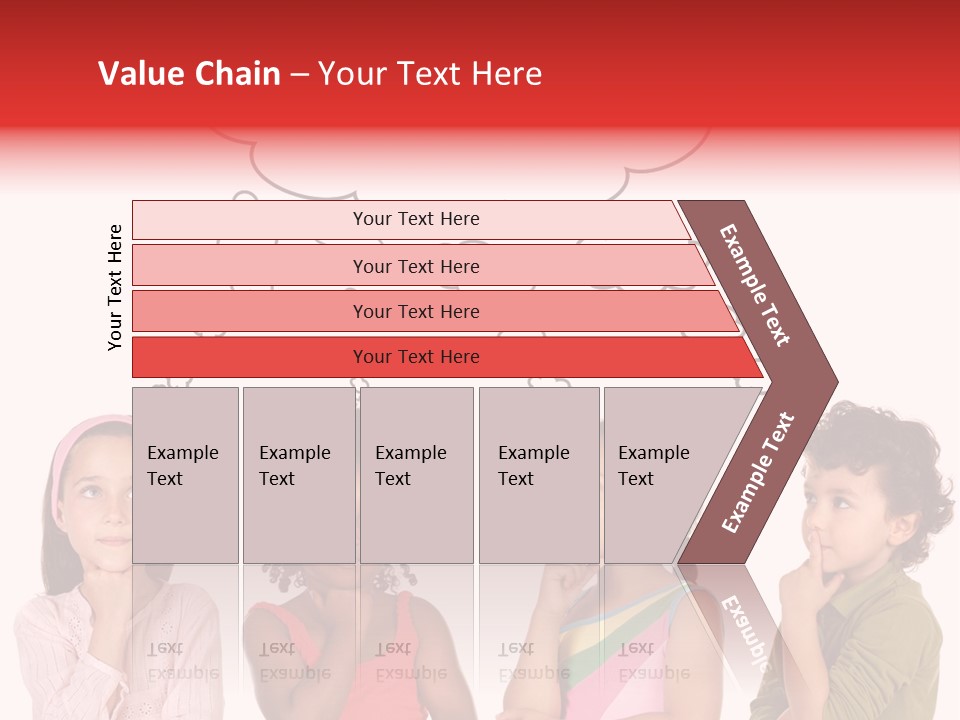 A Group Of Children With Thought Bubbles Above Them PowerPoint Template