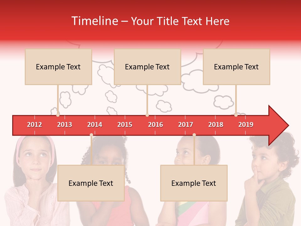 A Group Of Children With Thought Bubbles Above Them PowerPoint Template