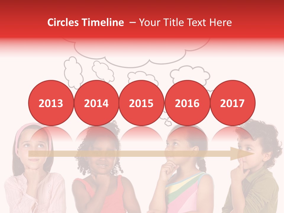 A Group Of Children With Thought Bubbles Above Them PowerPoint Template