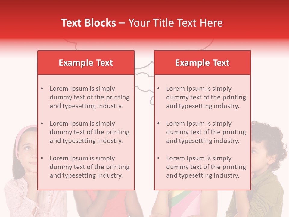 A Group Of Children With Thought Bubbles Above Them PowerPoint Template
