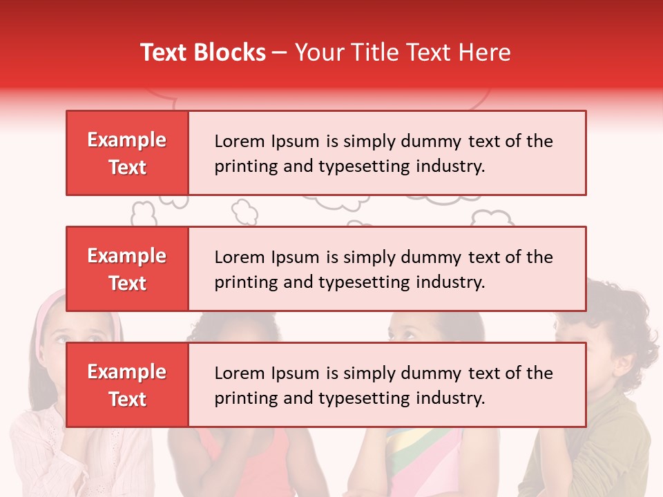 A Group Of Children With Thought Bubbles Above Them PowerPoint Template