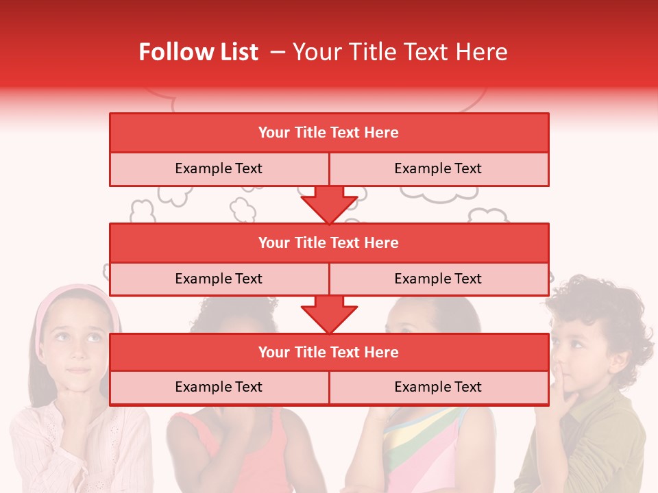 A Group Of Children With Thought Bubbles Above Them PowerPoint Template