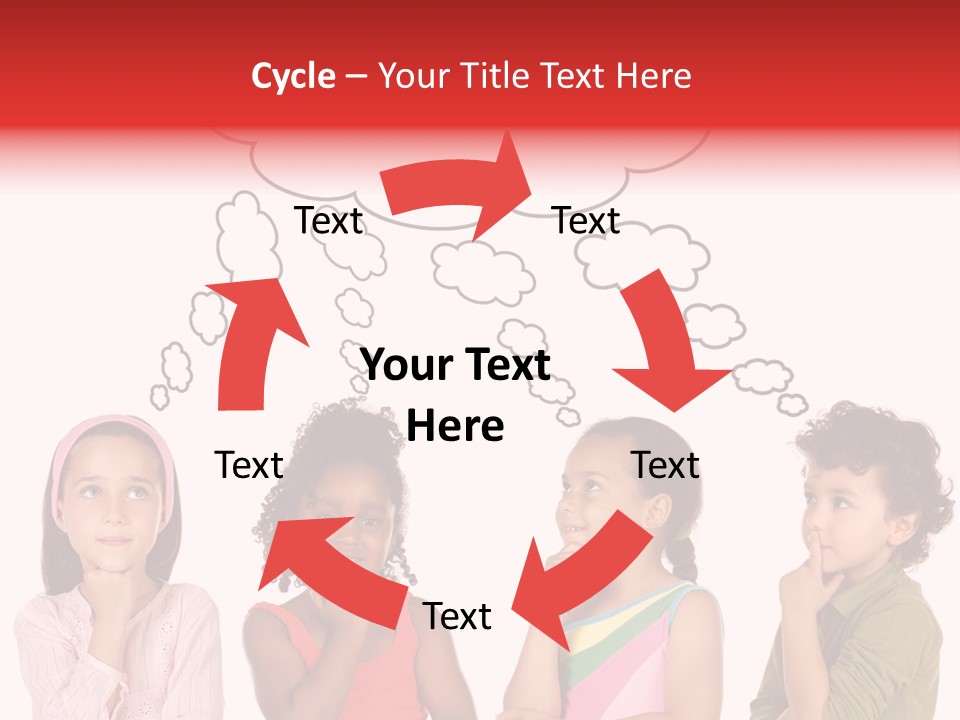 A Group Of Children With Thought Bubbles Above Them PowerPoint Template