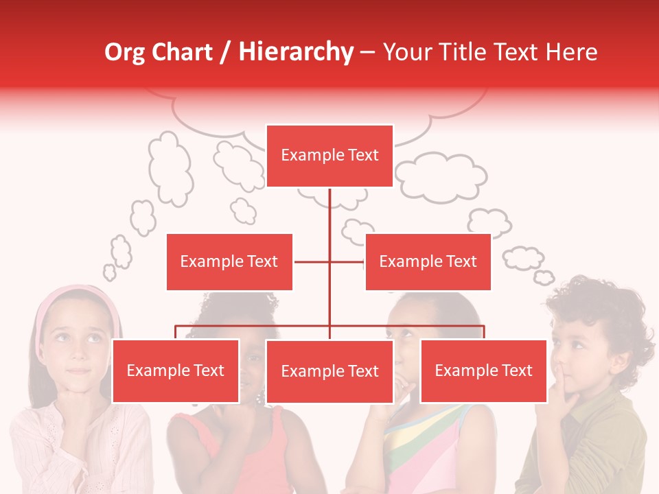 A Group Of Children With Thought Bubbles Above Them PowerPoint Template