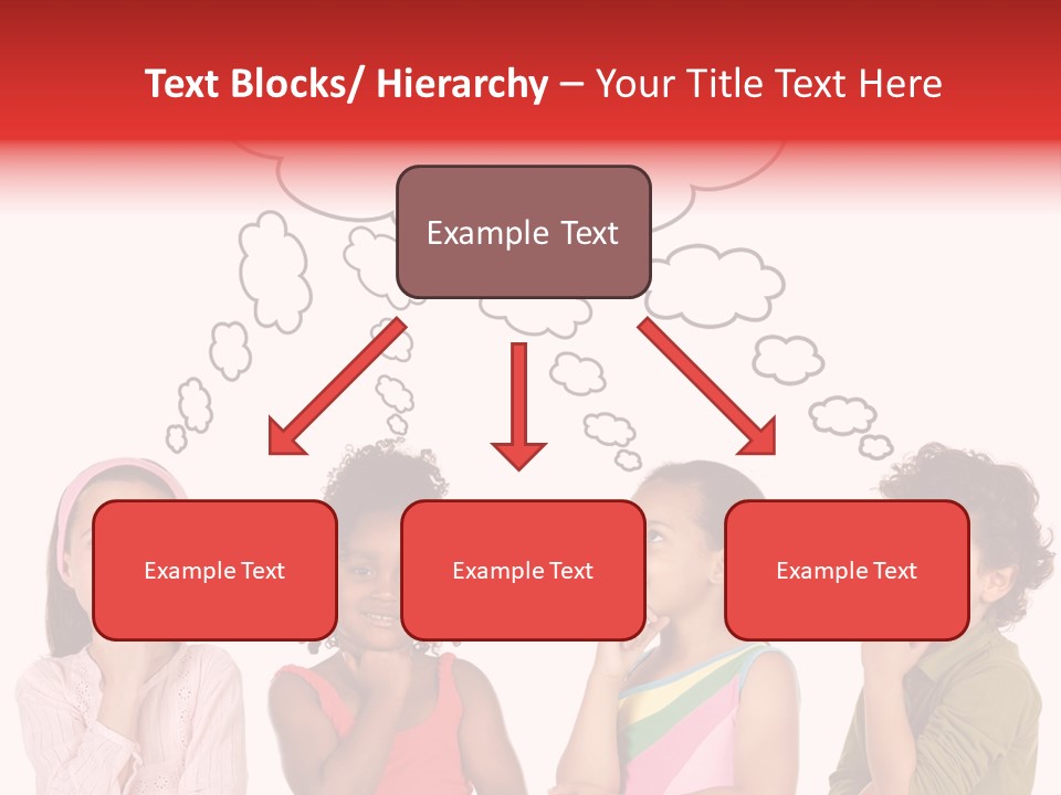 A Group Of Children With Thought Bubbles Above Them PowerPoint Template