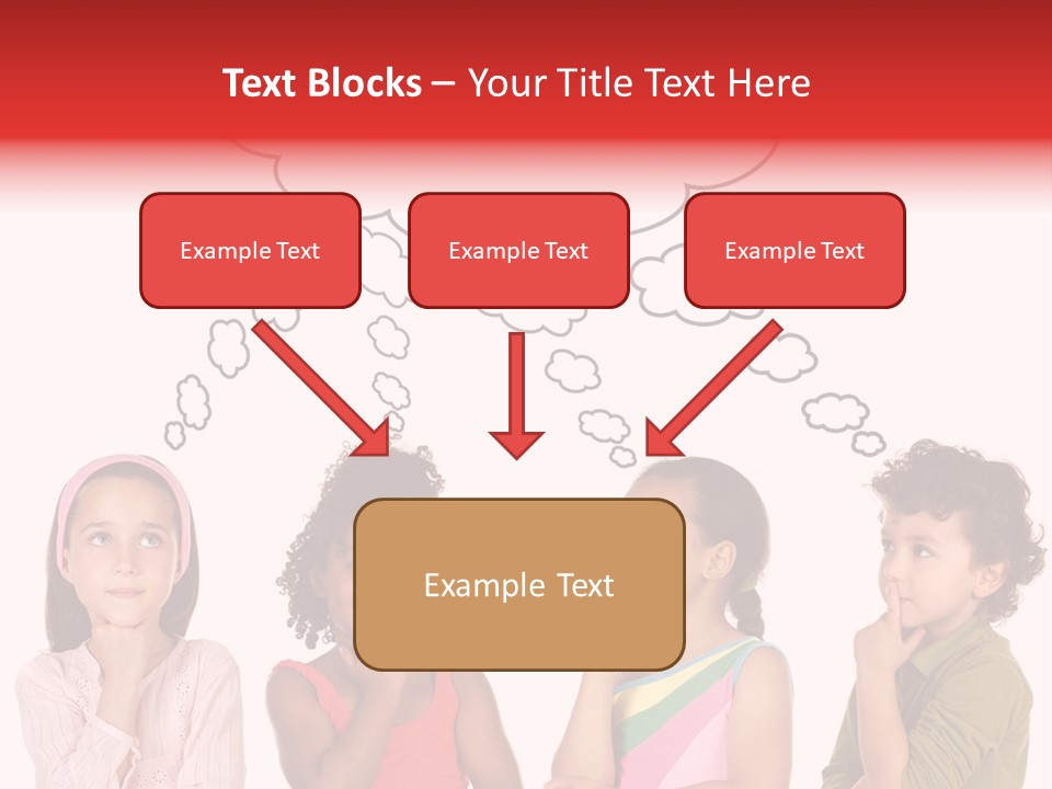 A Group Of Children With Thought Bubbles Above Them PowerPoint Template