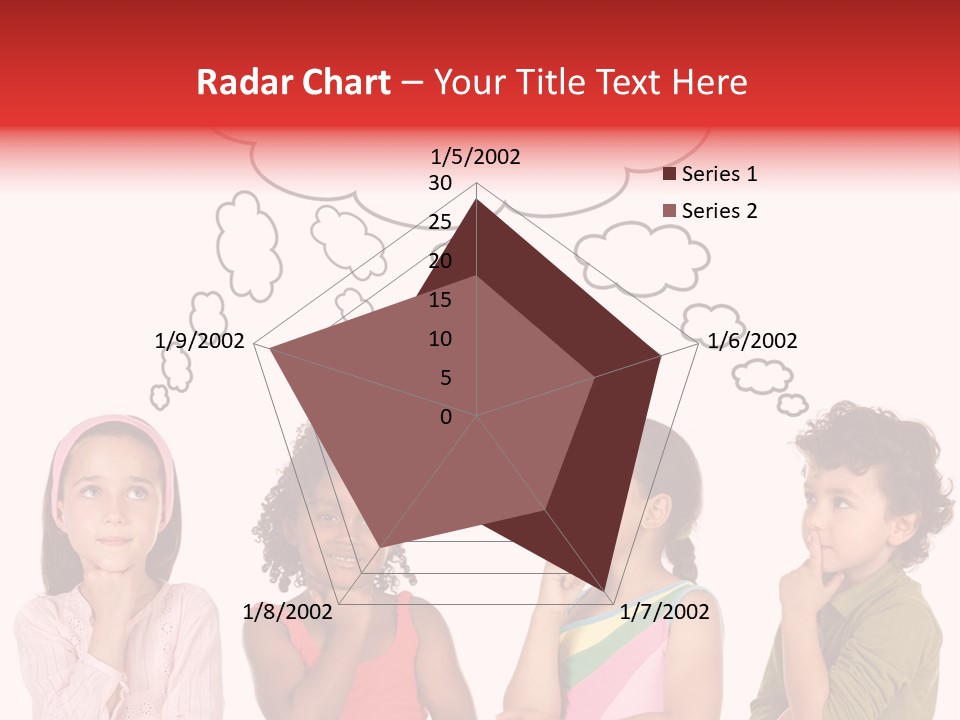 A Group Of Children With Thought Bubbles Above Them PowerPoint Template