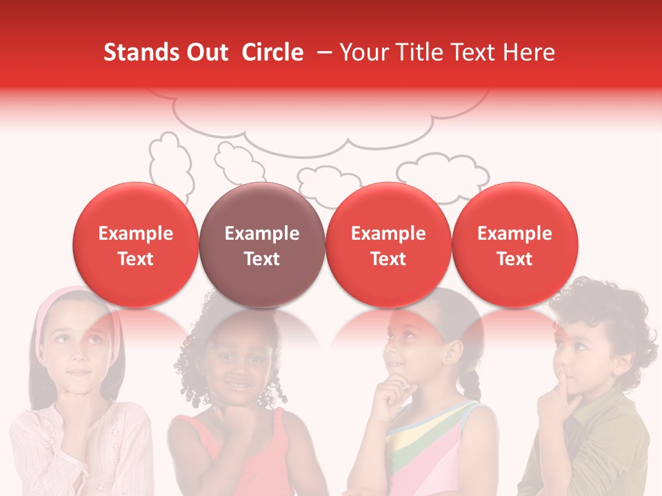 A Group Of Children With Thought Bubbles Above Them PowerPoint Template