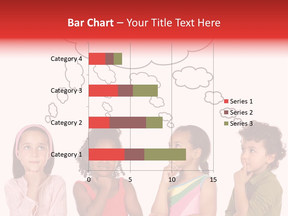 A Group Of Children With Thought Bubbles Above Them PowerPoint Template