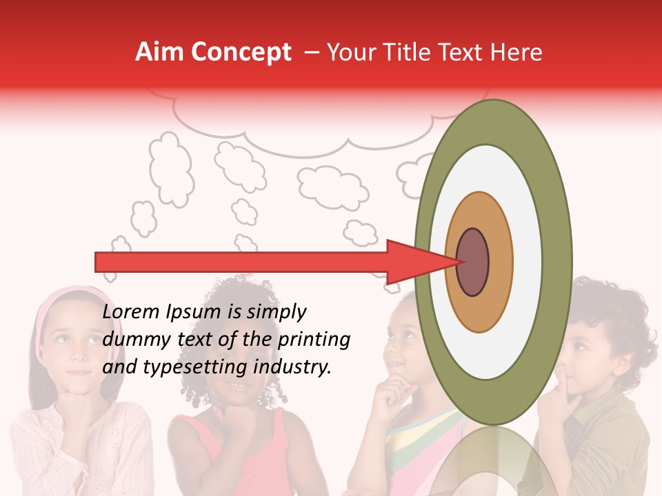 A Group Of Children With Thought Bubbles Above Them PowerPoint Template