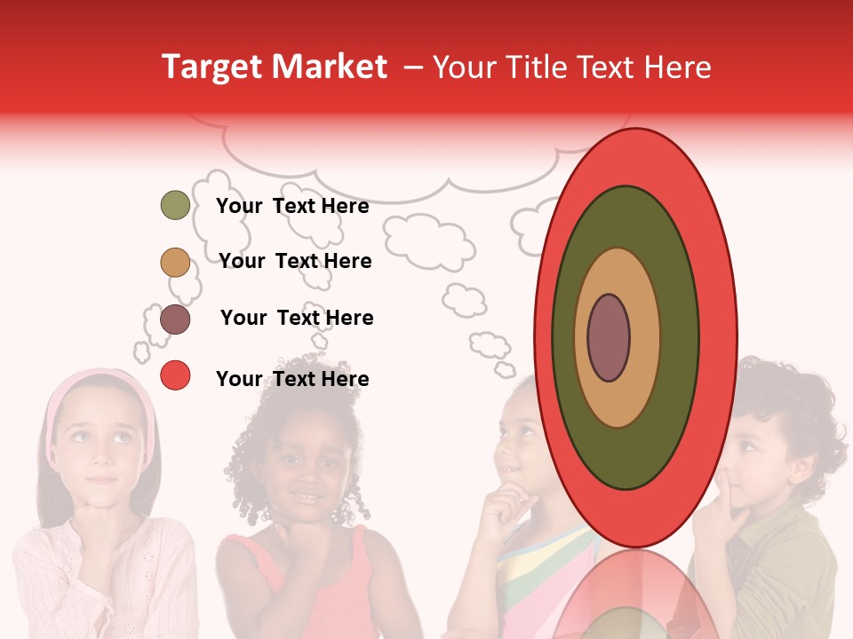 A Group Of Children With Thought Bubbles Above Them PowerPoint Template