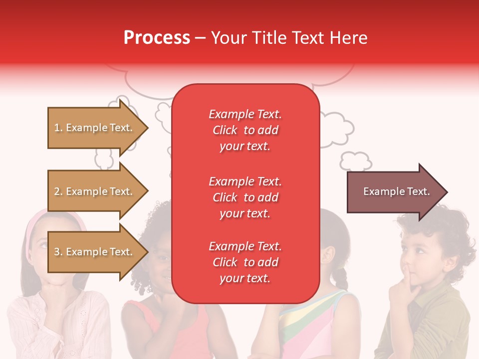 A Group Of Children With Thought Bubbles Above Them PowerPoint Template