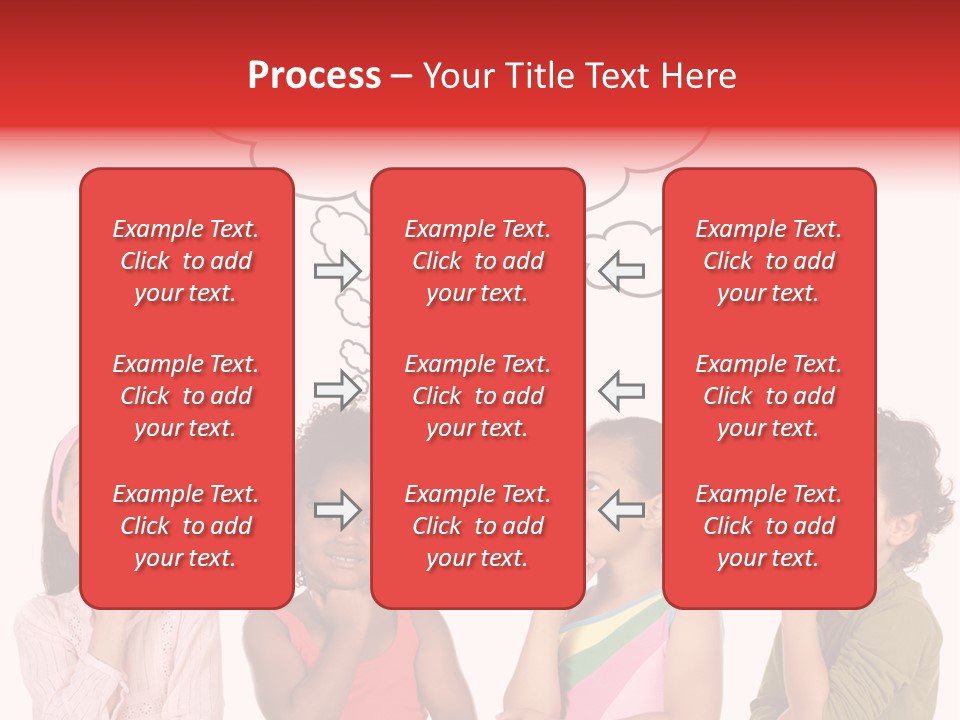A Group Of Children With Thought Bubbles Above Them PowerPoint Template