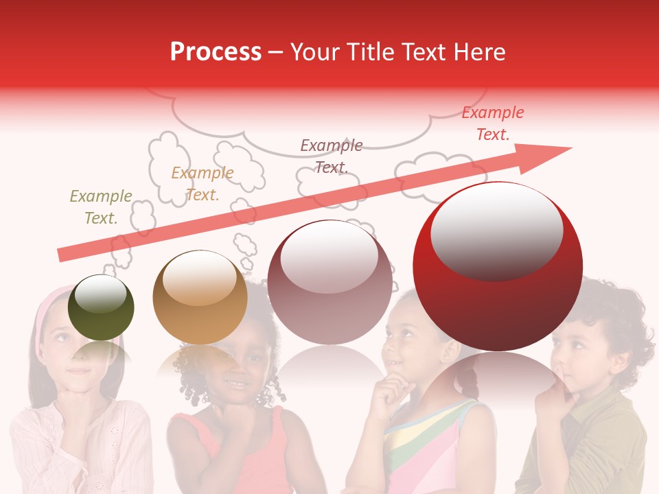 A Group Of Children With Thought Bubbles Above Them PowerPoint Template