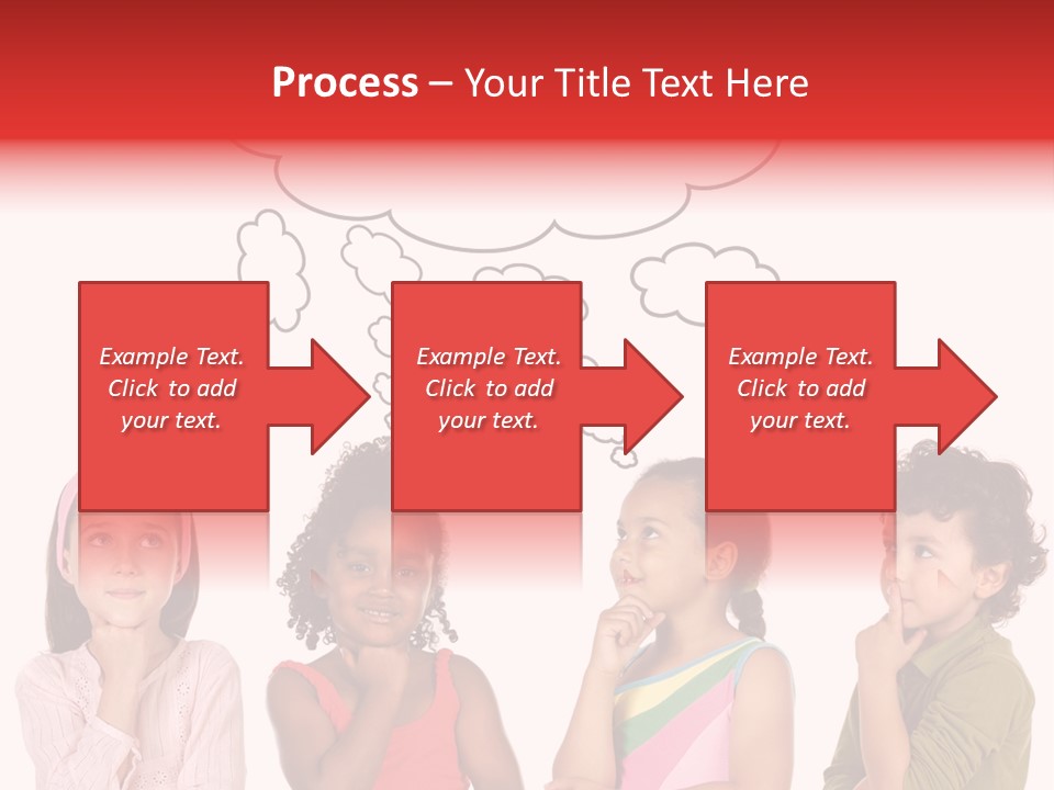 A Group Of Children With Thought Bubbles Above Them PowerPoint Template