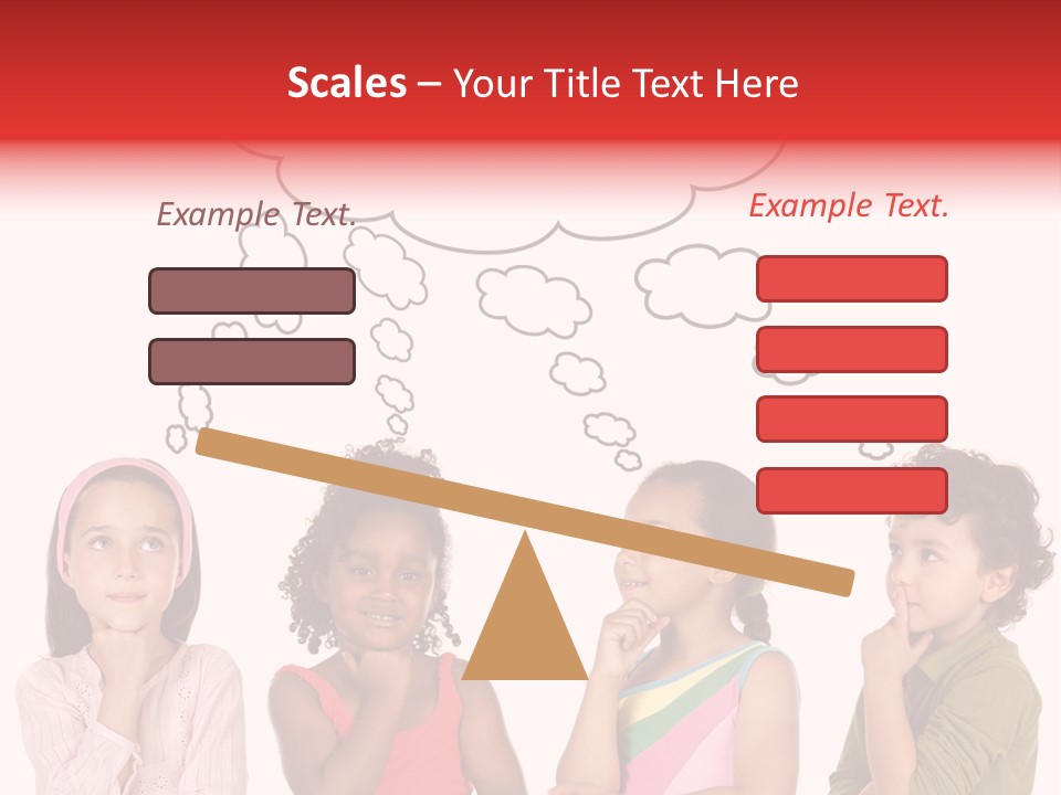 A Group Of Children With Thought Bubbles Above Them PowerPoint Template