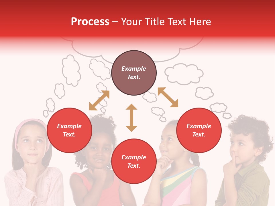 A Group Of Children With Thought Bubbles Above Them PowerPoint Template