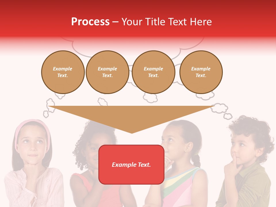 A Group Of Children With Thought Bubbles Above Them PowerPoint Template