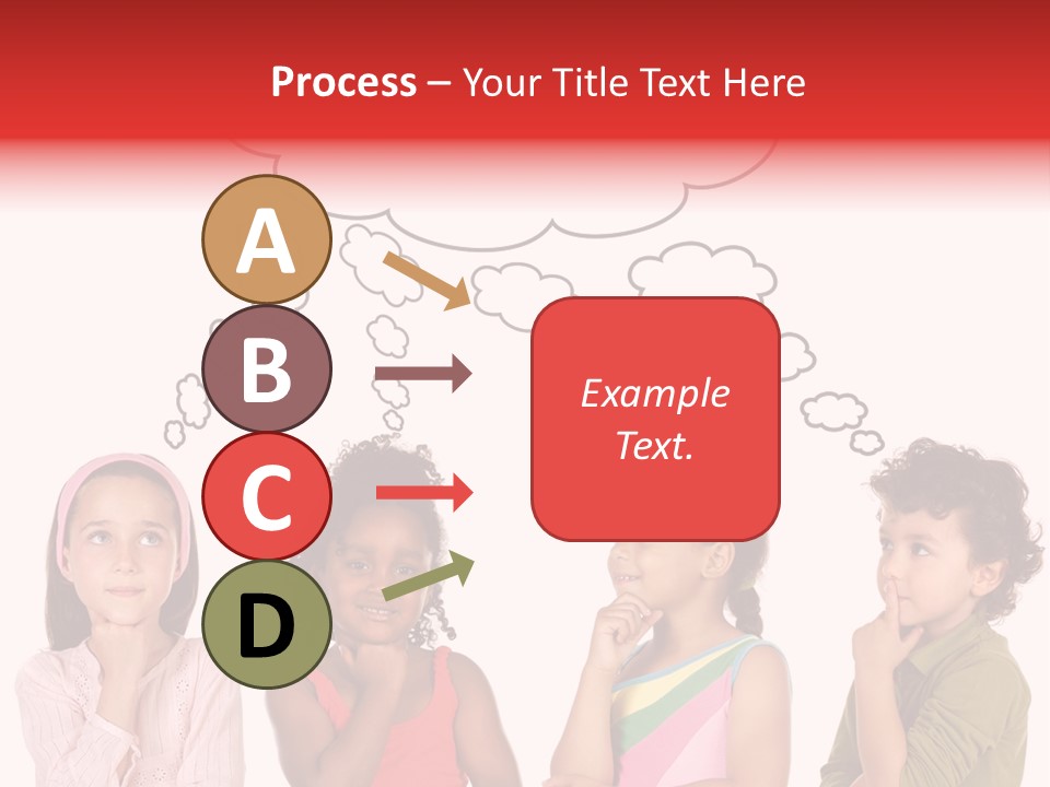 A Group Of Children With Thought Bubbles Above Them PowerPoint Template